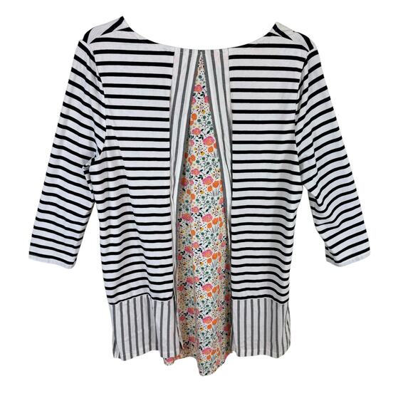 Matilda Jane Joanna Gaines Harvest Days Striped Floral 3/4 Sleeve Blouse Size M - Picture 4 of 7